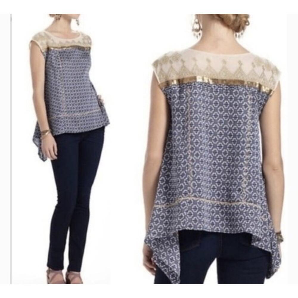 Anthropologie Floreat Women's Gold Stream Sleeveless Blouse Size S